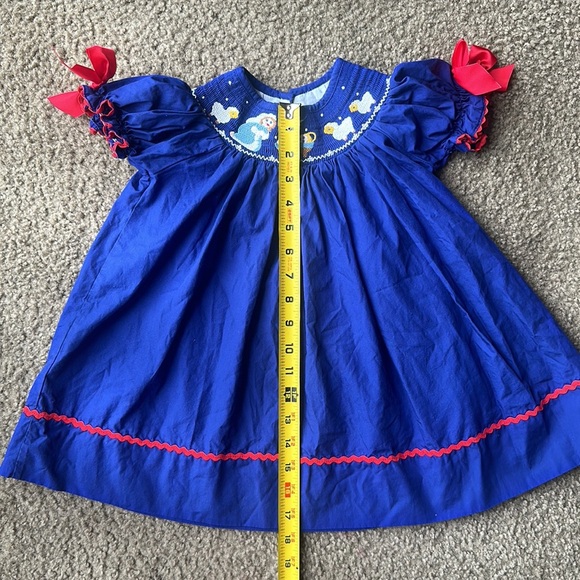 Vibrant Blue Dress with Angel Embroidery - Picture 4 of 10